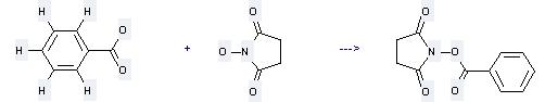 2,5-Pyrrolidinedione,1-(benzoyloxy)- can be prepared by N-hydroxy-succinimide and benzoic acid at the ambient temperature